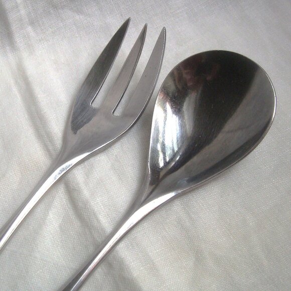 Oxford Hall LIBRA Serving Utensil Fork + Spoon Large Stainless Korea - Picture 2 of 12